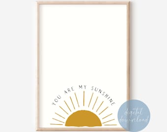 You Are My Sunshine Boho Rainbow Nursery Wall Art Print | Boho Kids Room Decor | Boho Playroom Decor | Boho Wall Art | Boho Decor