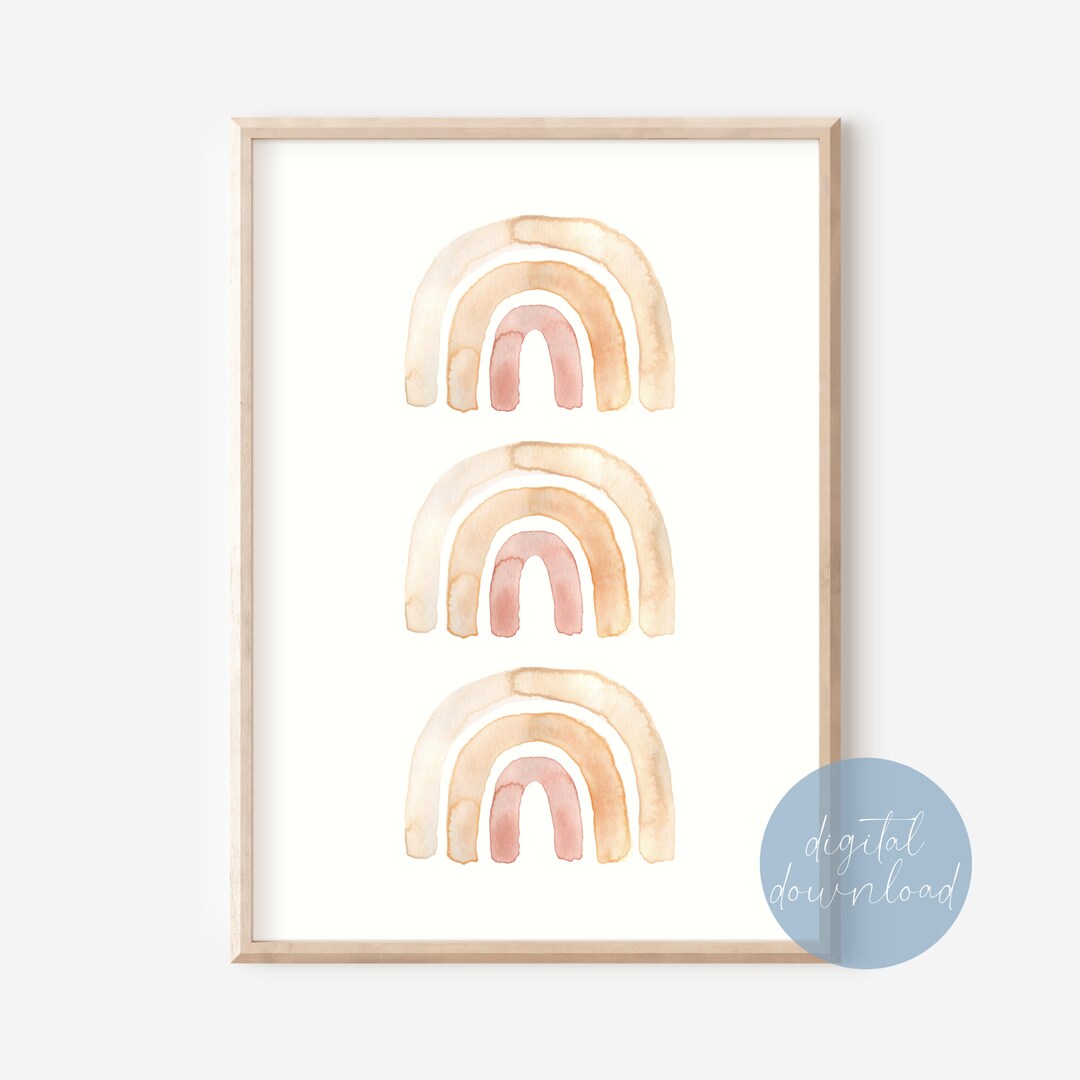 Rainbow Boho Watercolor Nursery Wall Art Print | Boho Kid Room Decor ...