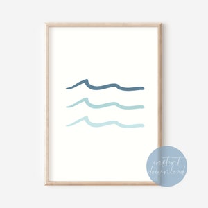 Three Waves Print  Download | Tropical Nursery Decor | Beach Nursery Decor | Nautical Nursery Decor | Coastal Nursery Decor | Surf Art