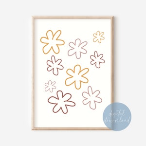 Boho Flowers Nursery Wall Art Print | Boho Kids Room Decor | Boho Playroom Decor | Boho Wall Art | Boho Decor