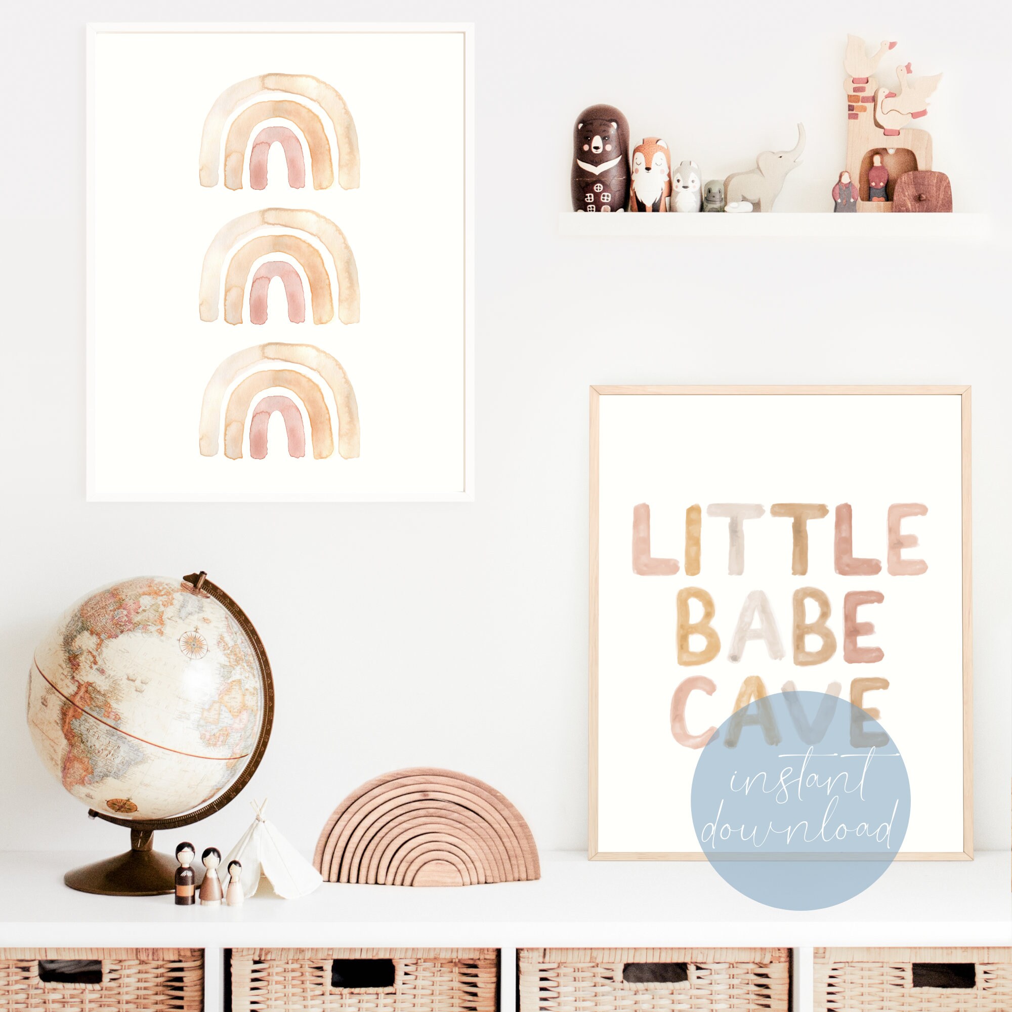 Little Babe Cave Boho Watercolor Nursery Wall Art Print | Boho Kids ...