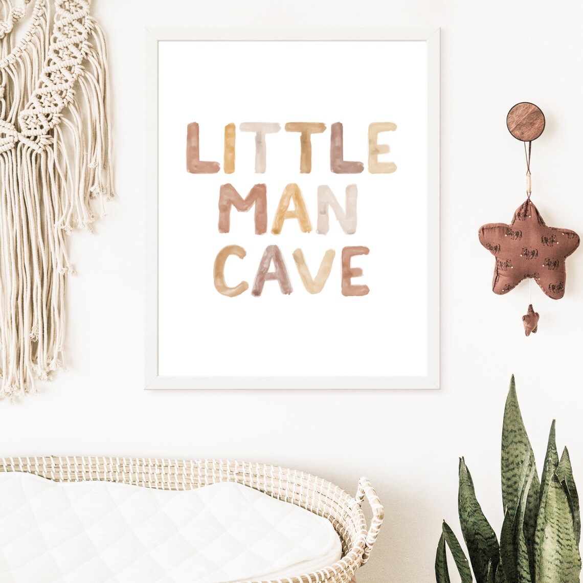 Little Man Cave Boho Watercolor Nursery Wall Art Print | Boho Kids Room ...