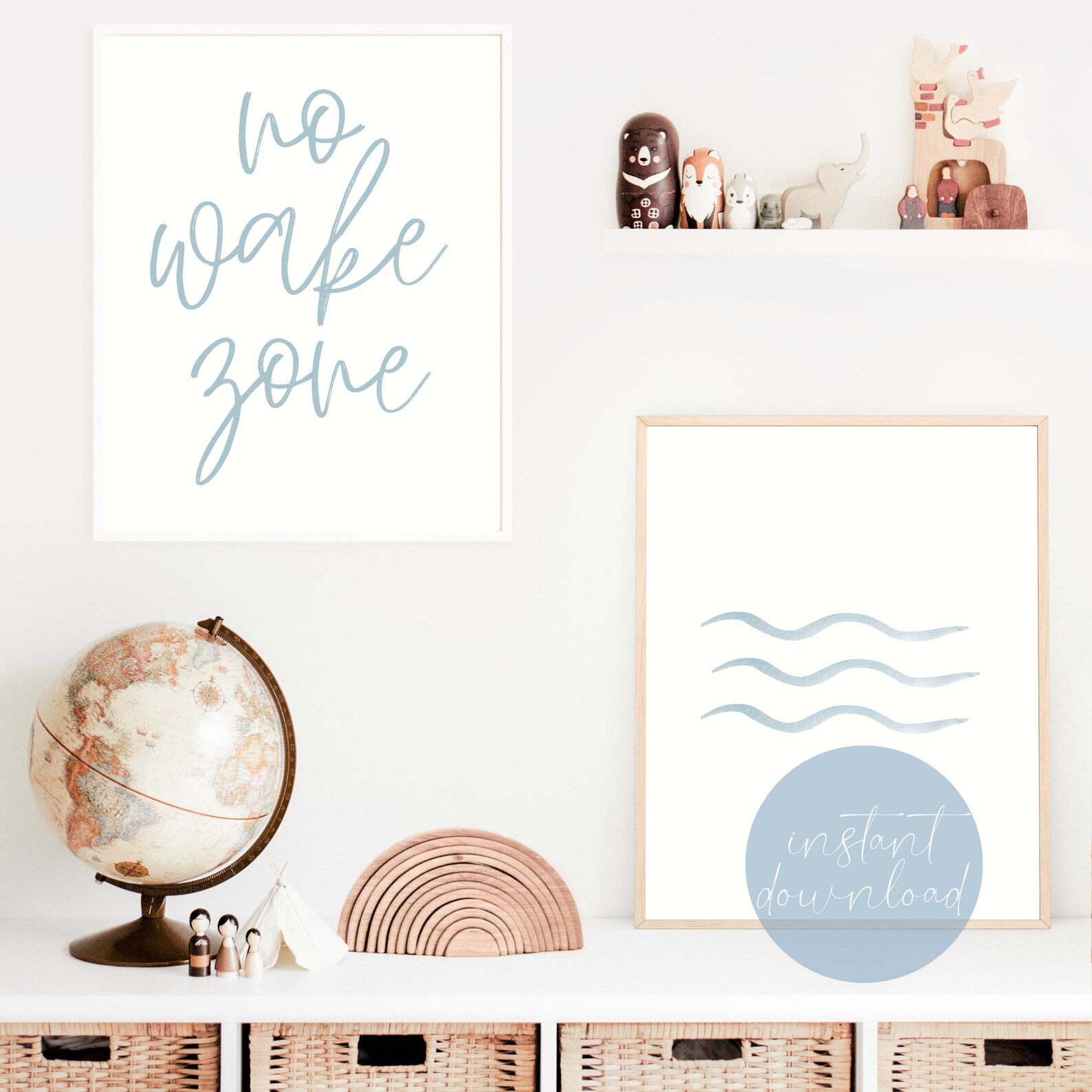 No Wake Zone Wall Art Printable Nursery Wall Prints Nursery - Etsy