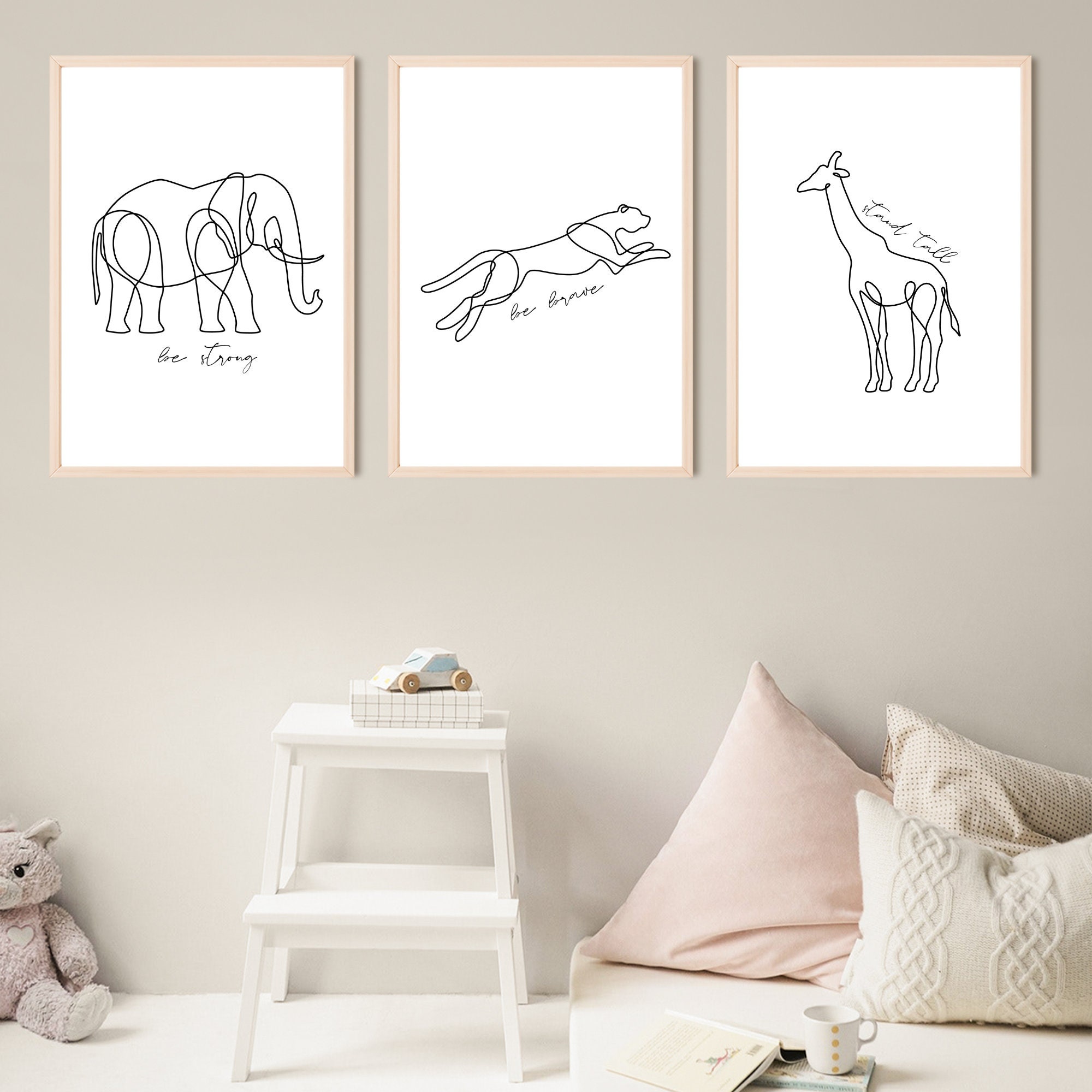 Safari Animal Nursery Wall Art Set of Three Wall Art Jungle - Etsy