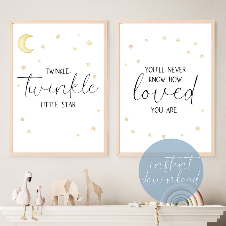 Stars Twinkle Twinkle Little Star Nursery Print Digital | Etsy