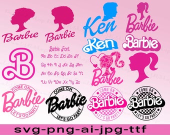 13 svg Barbi Lets Go Party SVG, clipart,Come On Let's Go Party Barbi Doll Logo  PNG JPG,Retro Barbi Font ttf,Instant Digital Download