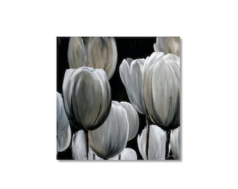 Silent Daybreak, Tulips on Canvas, Canvas Print, Spring Flowers, Tulips, tulpen, Canvas Print, Flowers on Canvas, Black and White Tulips