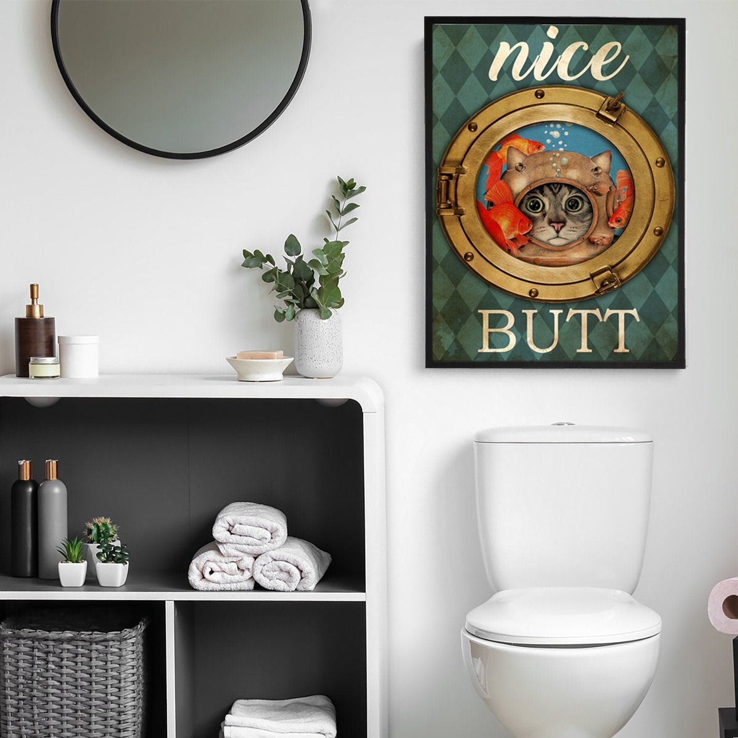 Katzen Poster Katzen Badezimmer Poster Badezimmer Wandkunst | Etsy