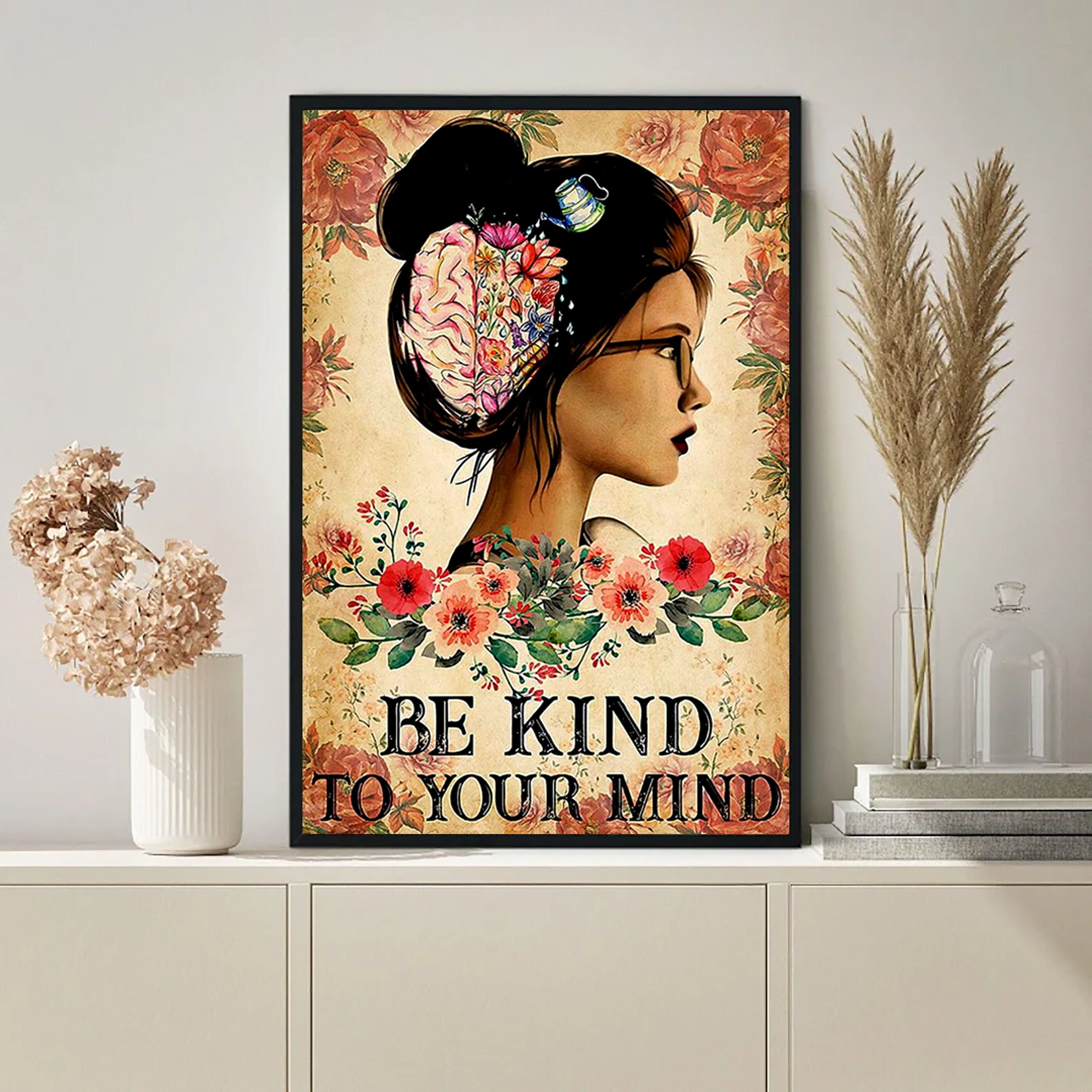 Be Kind To Your Mind Girl Vintage Poster