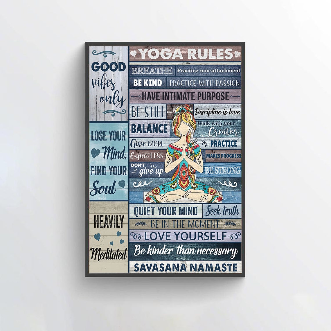 Yoga Rules Poster Yoga Poses Poster Meditation Decor Yoga Etsy Hong Kong