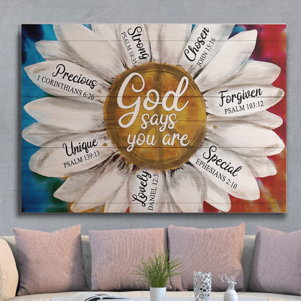 God Daisy Flower Canvas God Says You Are Canvas Strong Etsy