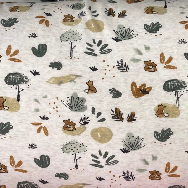 Foxes Sweatshirt Fabric, Fall Fabric, Cotton & Polyester, Apparel Fabric, Fabric by the yard, Home Accents Fabric, Seasonal