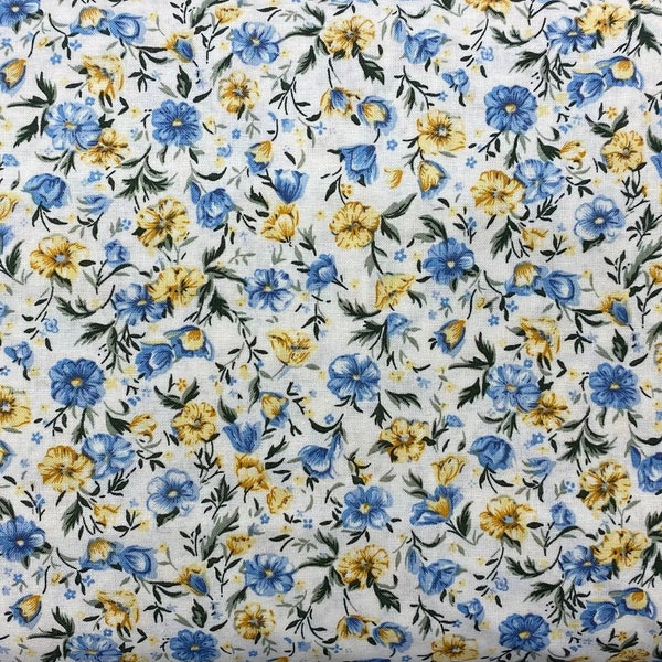 Country Charm Floral Fabric, Flowers Fabric, 100% Cotton, Quilting Fabric, Fabric by the yard, Apparel Fabric, Botanical & Garden