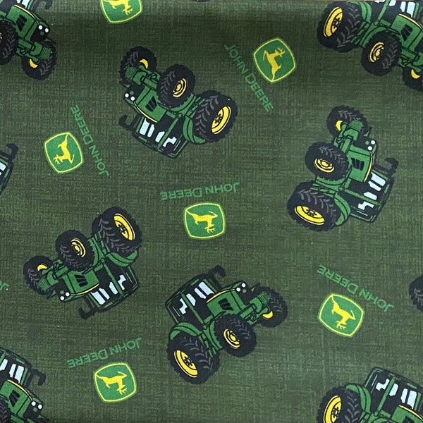 John Deere Classic Fabric, Tractor Fabric, 100% Cotton, Quilting Fabric, Fabric by the yard, Apparel Fabric, Logo & Brands