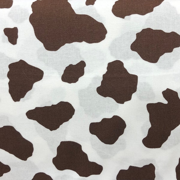 Brown Cow Spots Fabric, Animal Fabric, 100% Cotton, Quilting Fabric, Fabric by the yard, Accessories Fabric, White Colors,