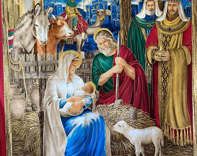 Nativity Panel Fabric, Christmas Fabric, 100 Cotton, Quilting Fabric