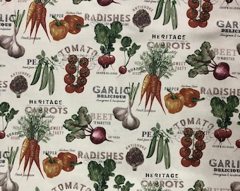 Fresh Vegetables Fabric, Produce Fabric, 100% Cotton, Duck Cloth, Home accents fabric, Fabric by the yard, Accessories Fabric