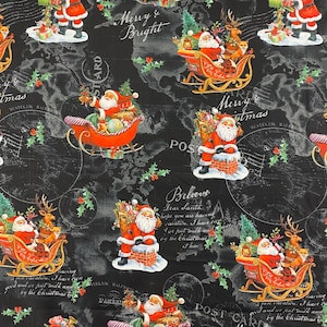Santa&#39;s Journey Fabric, Christmas Fabric, 100% Cotton, Home Accents Fabric, Fabric by the yard, Crafts Fabric, Seasonal & Holiday