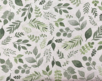 Eucalyptus Flannel Fabric, Greenery Print, 100% Cotton, Baby Blankets Fabric, Fabric by the yard, Nursery Accents Fabric,
