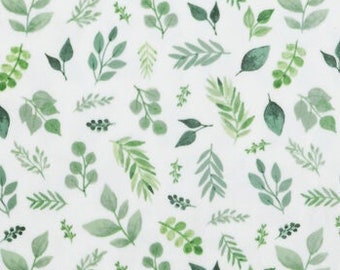 Eucalyptus Greenery Minky Fleece Fabric, Soft Tie Blankets, By The Yard