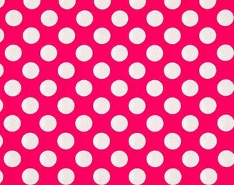 Hot Pink & White Polka Dot Fabric, Spotted Fabric, 100% Cotton, Apparel Fabric, Fabric by the yard, Accessories Fabric,