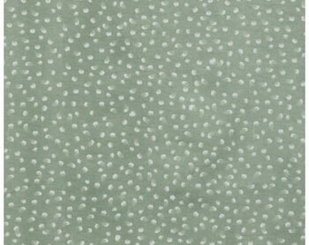 Sage Green White Polka Dot Cotton Flannel Fabric, Baby Blankets, Home Accents, By the yard