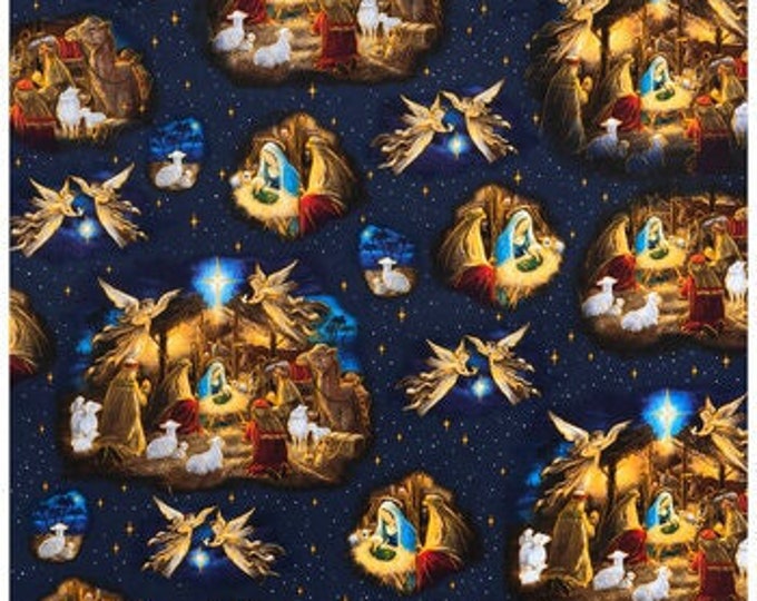 Nativity Scene Fabric, Christmas Fabric, 100 Cotton, Tree Skirts