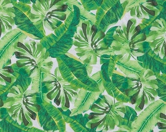 Tropical Leaves Cotton Calico Fabric, Plant Print, Home Accents, Accessories, Fabric by the yard