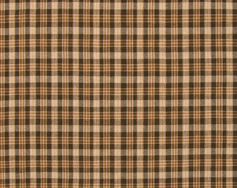 Brown & Tan Homespun Fabric, Plaid Fabric, 100% Cotton, Home accents  fabric, Fabric by the yard, Quilting Fabric