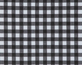 Black and White Buffalo Check Oilcloth Fabric, PVC Polyester, Multi-Purpose Fabric by the Yard