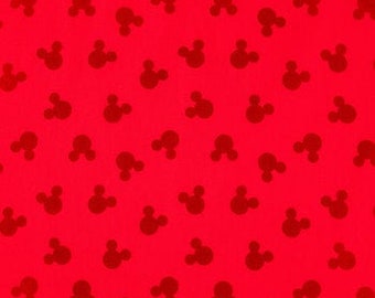 Red Mouse Shadow Cotton Calico Fabric, Kids Print, Quilting, Home Accents, Fabric by the yard