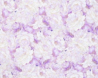 Purple & Gold Floral Fabric, Flowers Fabric, 100% Cotton, Accessories Fabric, Fabric by a yard, Decorative Embellishments, Botanical-Garden