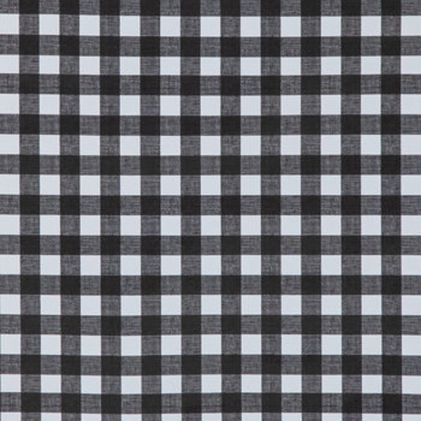 Buffalo Check Oilcloth Fabric, Patten Fabric, PVC & Polyester, Multi-Purpose Fabric, Fabric by the yard, Black-White Colored