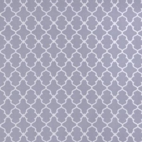 Gray & White Geometric Lattice Fabric, Quatrefoil Pattern, 100% Cotton, Apparel Fabric, Fabric by the yard, Home accents fabric