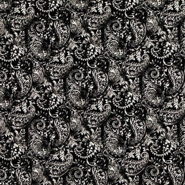 Black Paisley Fabric - Etsy