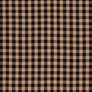 Black & Tan Homespun Check Fabric, Pattern Fabric, 100% Cotton, Apparel Fabric, Fabric by the yard, Home accents fabric,