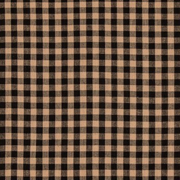 Black & Tan Homespun Check Fabric, Pattern Fabric, 100% Cotton, Apparel Fabric, Fabric by the yard, Home accents fabric,