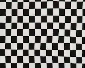 Black & White Checkered Knitted Stretch Fabric, Pattern Style, Polyester-Spandex, Apparel Fabric, Fabric by the yard, Accessories Fabric