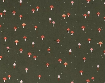 Mushroom Cotton Fabric, Rust & Clay, Darling Green Apparel