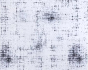 Linen Texture Cotton Calico Fabric, White and Black Streaks, Quilting, Home Accents, By the yard