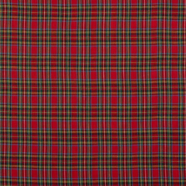 Red Royal Stewart Tartan Fabric, Striped Fabric, 100% Cotton, Quilting Fabric, Fabric by the yard, Home accents fabric,