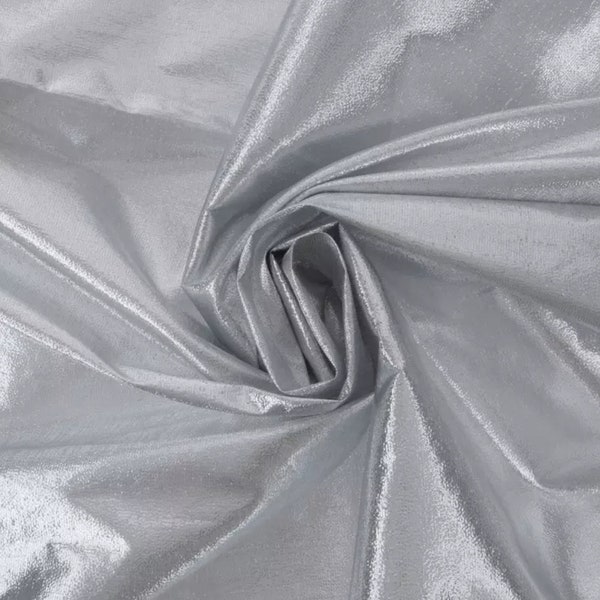 Silver Tissue Lame Fabric, Shiny Fabric, Nylon & Metallic, Special Occasions Fabric, Fabric by the yard, Accessories Fabric