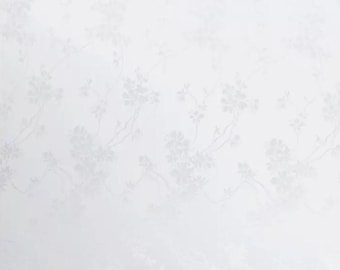 White Satin Jacquard Floral Fabric, Polyester Spandex Blend, Apparel, Fabric by the yard