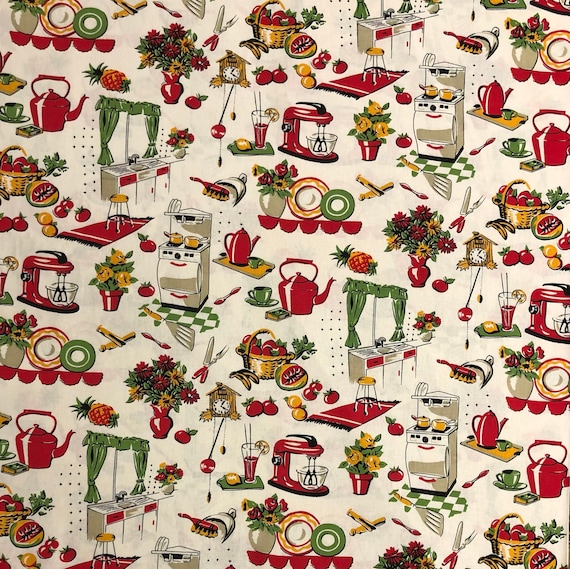 Vintage Fifties Kitchen Fabric, Retro Style Fabric, 100% Cotton, Aprons  Fabric, Fabric by the Yard, Home Accents Fabric, Cooking & Baking - Etsy