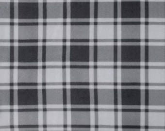 Gray & White Plaid Anti-Pill Fleece Fabric, 100% Polyester, Tie Blankets, Home Accents, By the yard