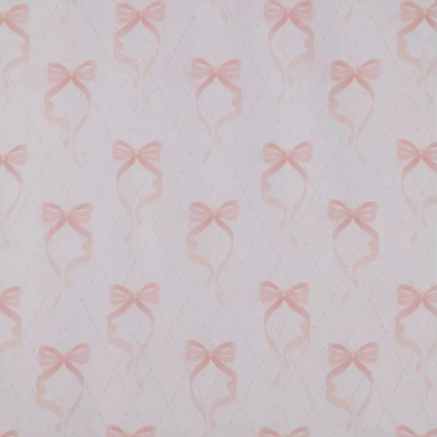 Pink Bows Fabric, Harlequin Style, 100% Cotton, Quilting Fabric, Fabric by the yard, Home Accents Fabric