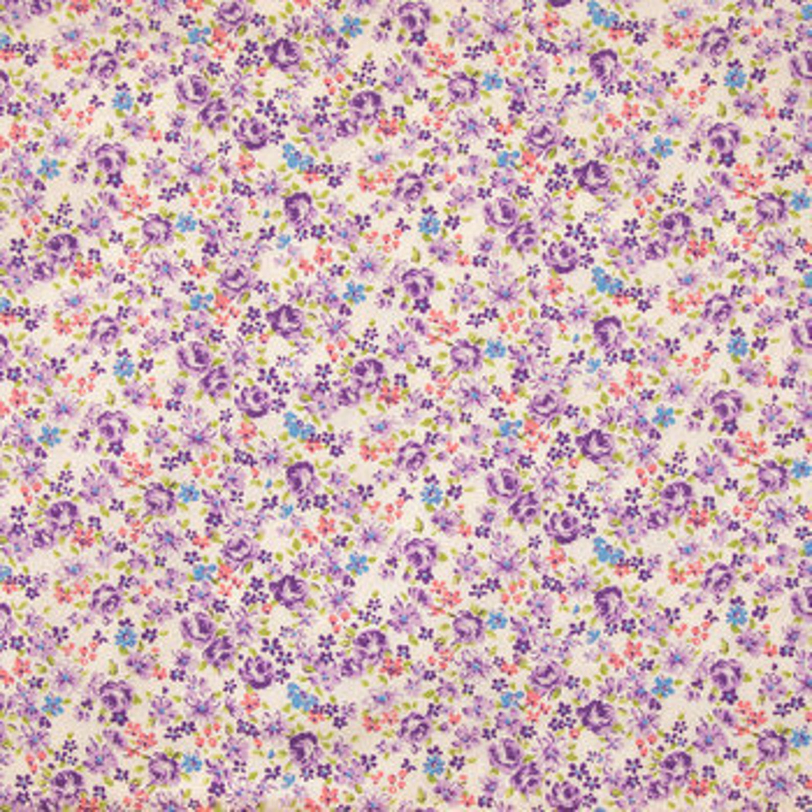 Tiny Purple Floral on White Fabric Flowers Fabric 100% - Etsy