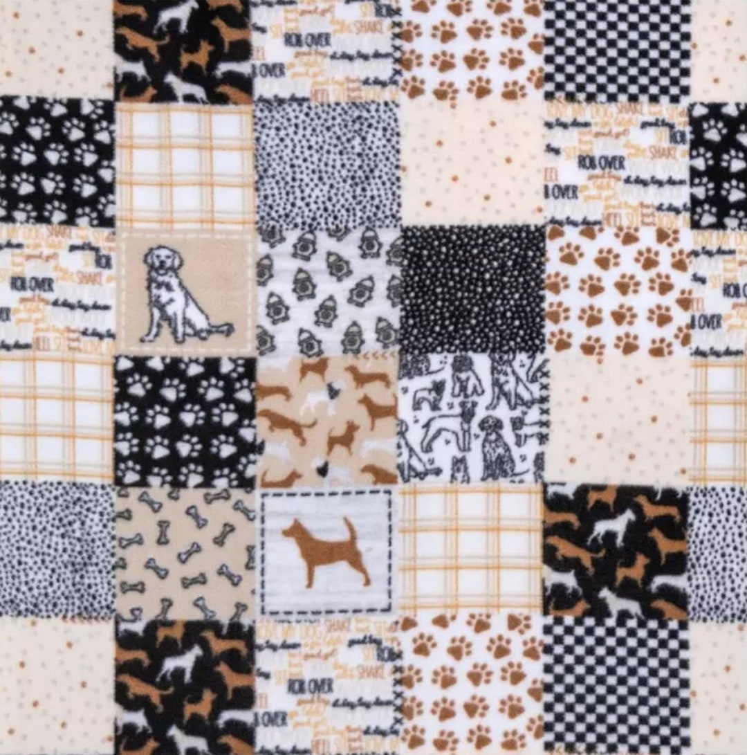 Dog Block Fleece Fabric, Animals Fabric, 100% Polyester, Tie-blankets ...