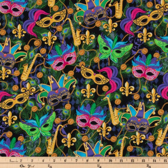 Watercolor Mardi Gras Fabric By The Yard