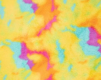 Bright Tie-Dye Faux Fur Fleece Fabric, Soft Blankets, Home Accents, Fabric by the yard